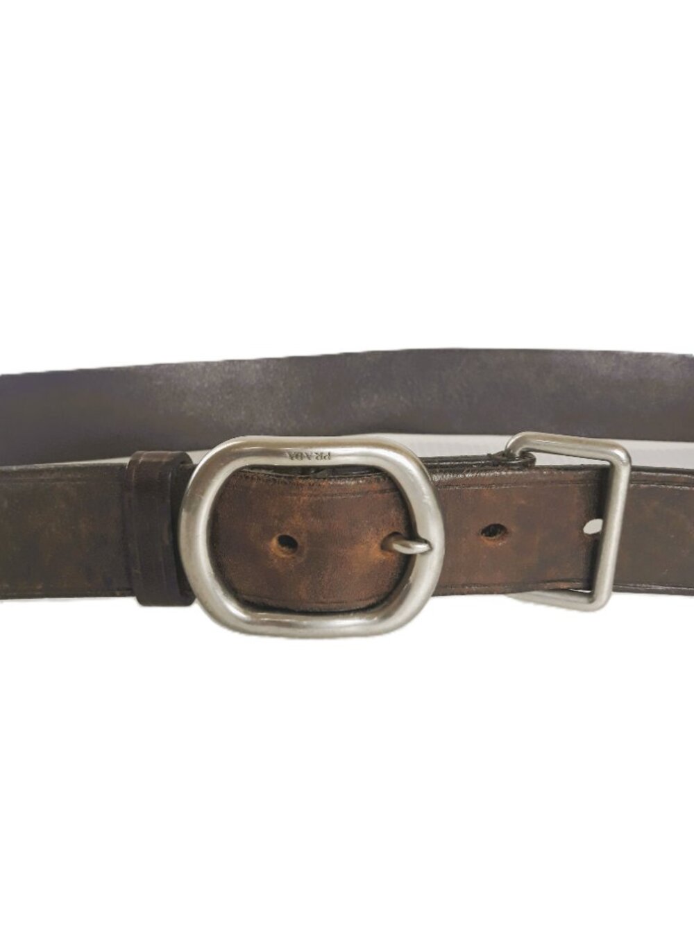 Prada Men's Brown Leather Belt 40 Distressed - Picture 2 of 11